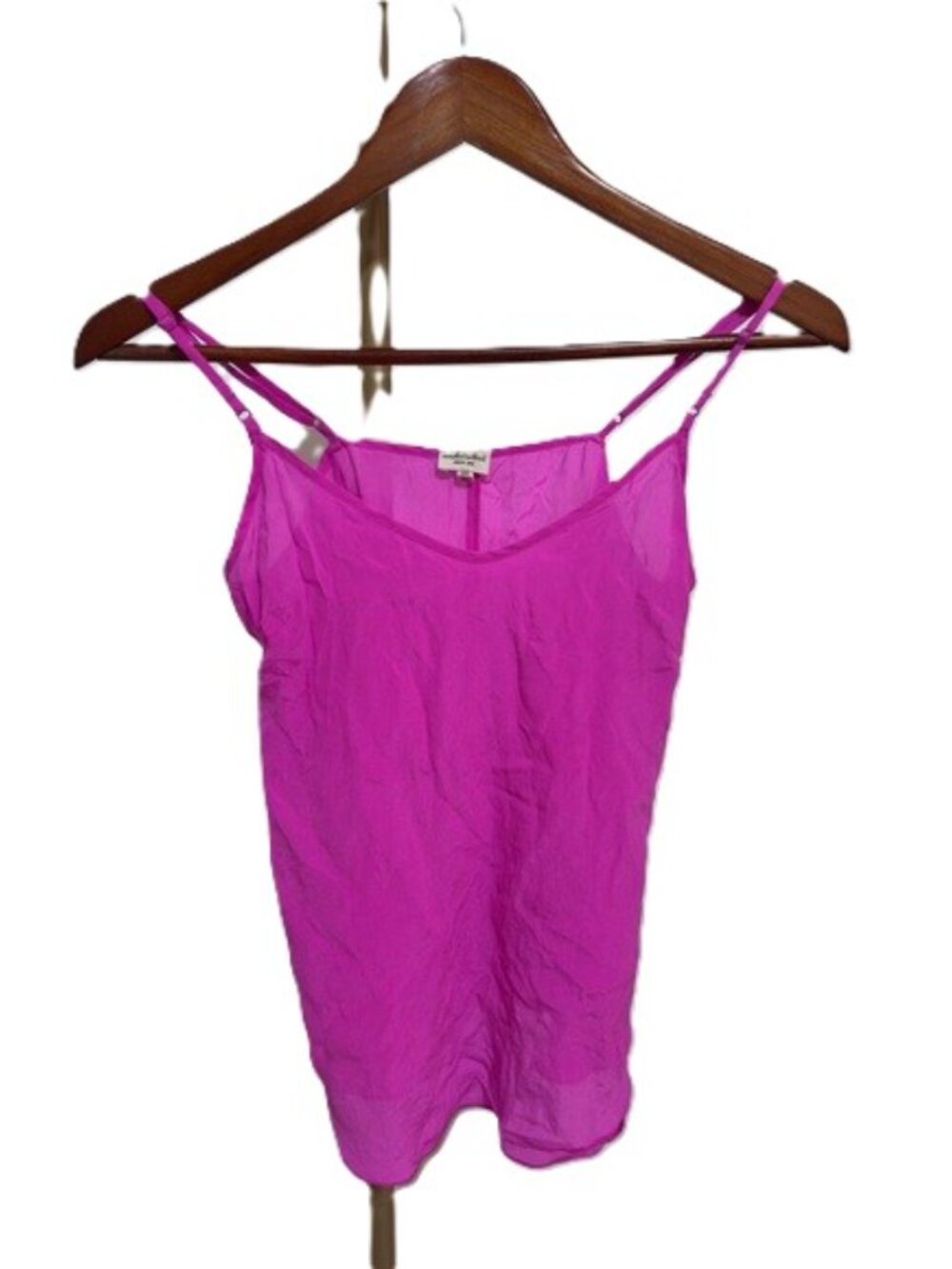 Wilfred by Aritzia 100% Silk Cami Tank Bright Pink XXS Adjustable Strap Top